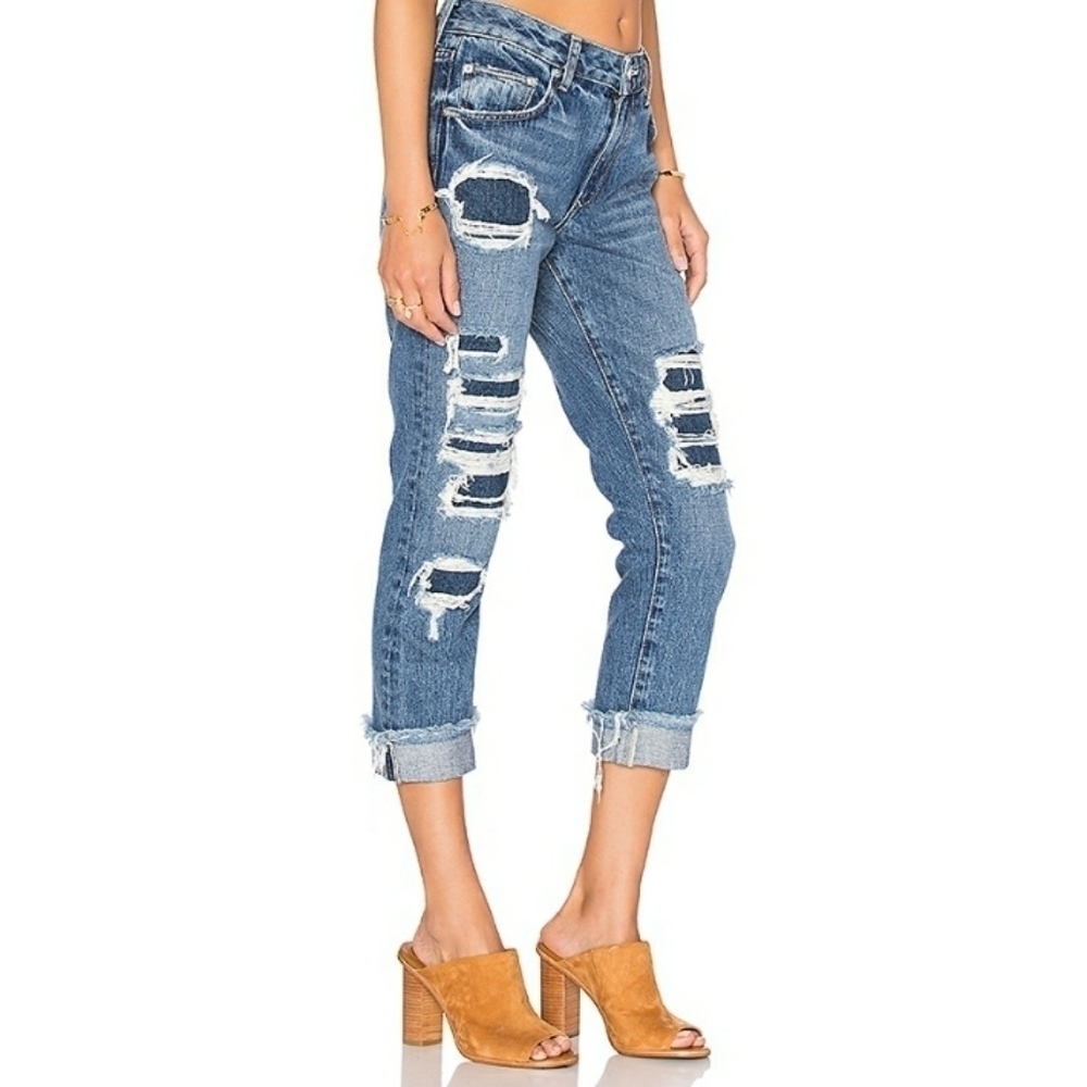 Lovers + Friends Ezra Slim Boyfriend Jeans in Cypress Size 24